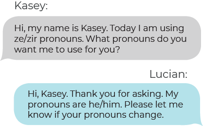 sample conversation to identify preferred pronouns